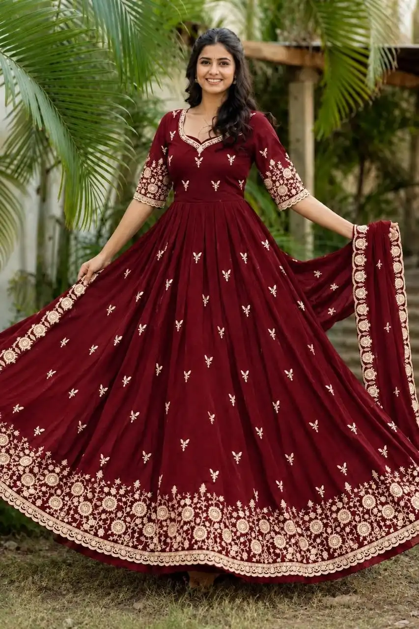 RRD 1510 Fax Georgette With Embroidery work Party Wear Gown Wholesale Supplier