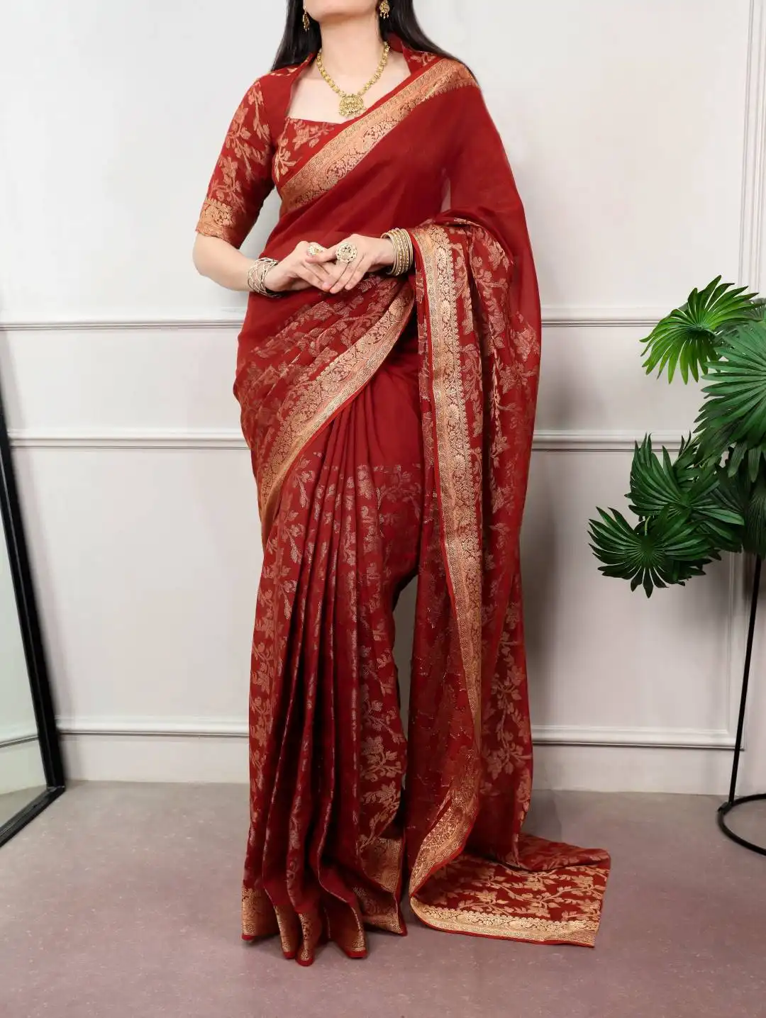 WMN 7919 Poly Cotton With Rich Zari Weaving Work Saree Wholesale Supplier