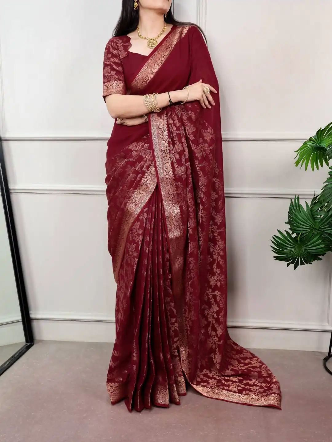 WMN 7919 Poly Cotton With Rich Zari Weaving Work Saree Wholesale Supplier