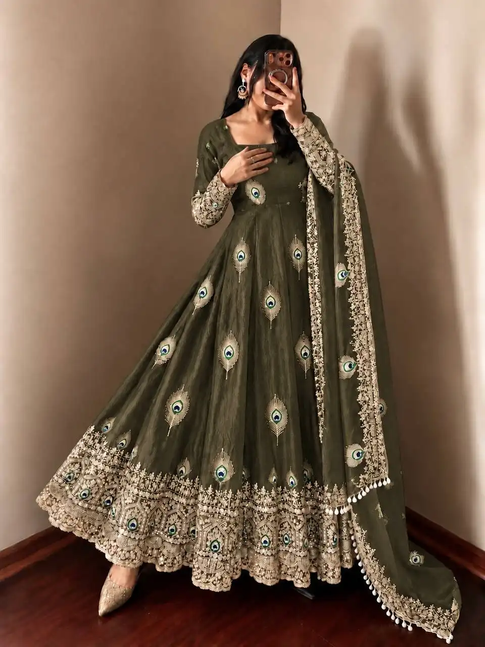 Sabina 5372 Fendy Silk With Embroidery Work Gown Bottom With Dupatta Set Wholesale Surat