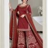 C585 1515 French Crap With Zari Embroidery Work Sharara Suit Wholesale Surat