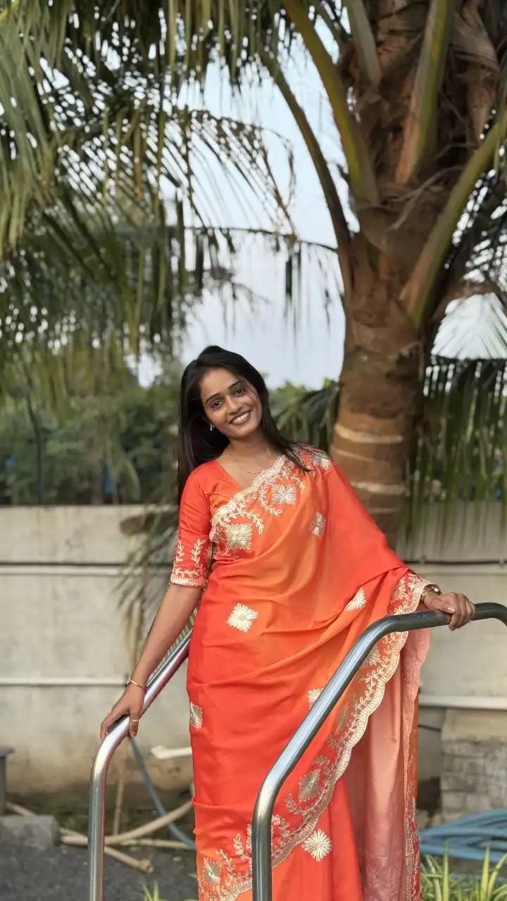 RRD 1027 Chinon With Digital Print Ribbin Embroidery Work Saree Wholesale Supplier
