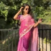 RRD 1027 Chinon With Digital Print Ribbin Embroidery Work Saree Wholesale Supplier