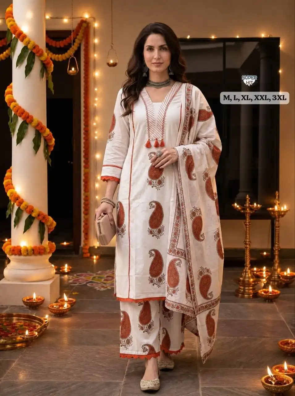 Laxmy 2210 Heavy Cotton With Embroidery & Mirror Work Kurti Pant Dupatta Set Wholesale Supplier