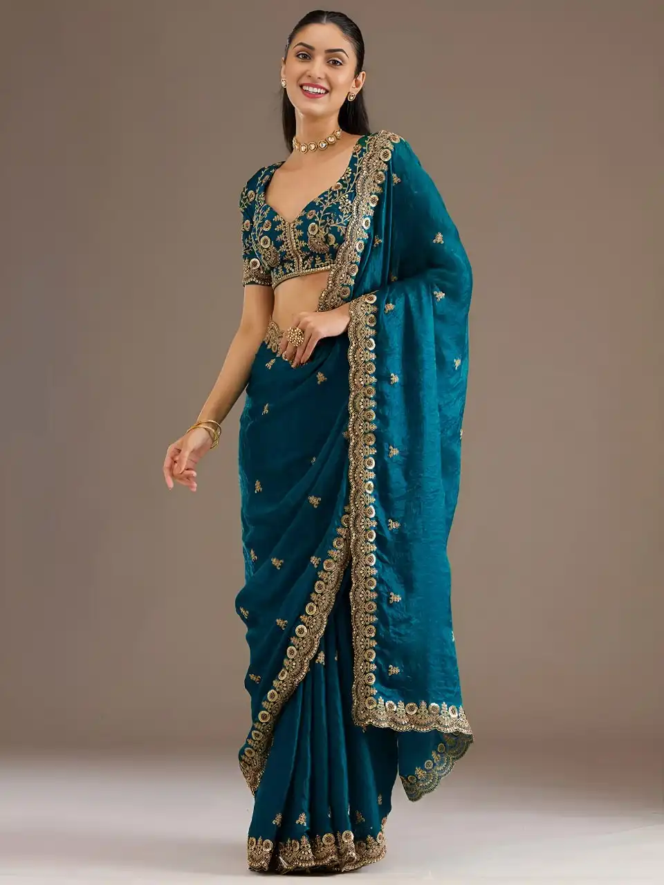ZEEL 1026 Tissue Diamond and Pearl With Zari Embroidery Work Saree Wholesale Supplier
