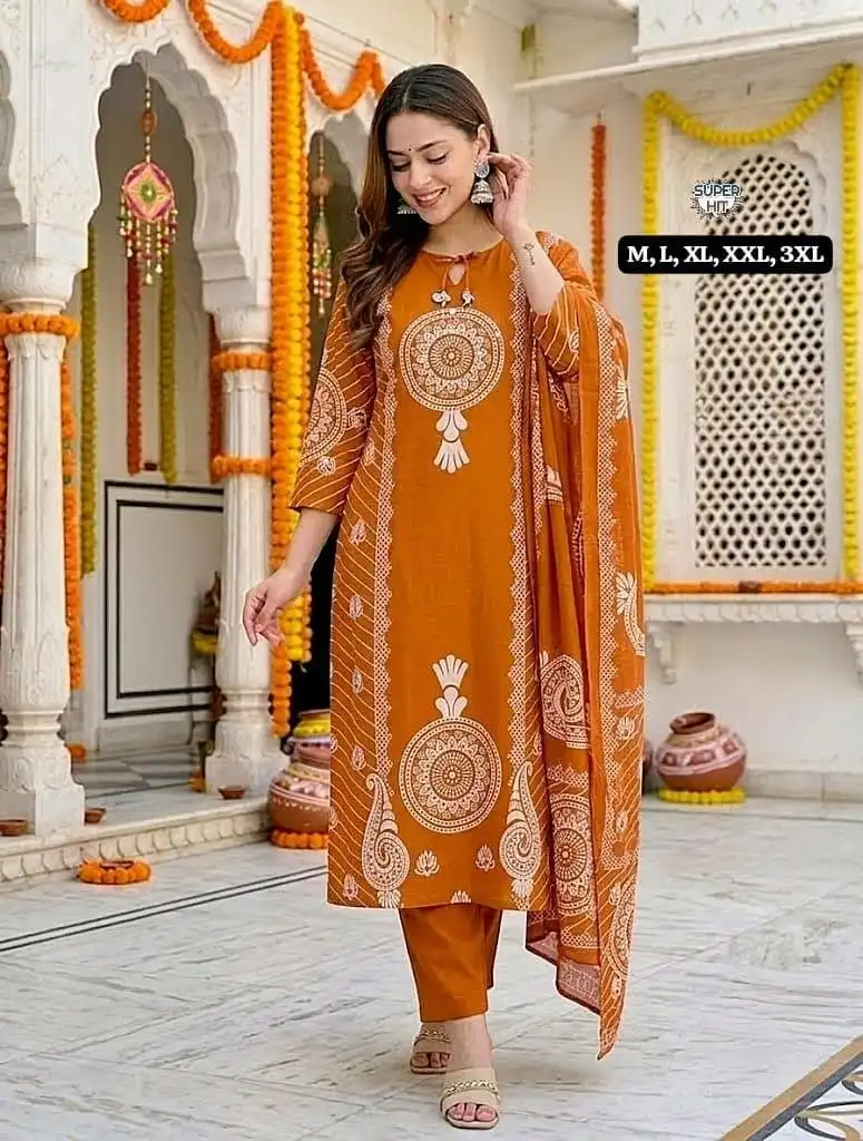 Laxmy 2610 Cotton With Bandhni Print & Mirror Work Top Pant Dupatta Set Wholesale Sale Surat