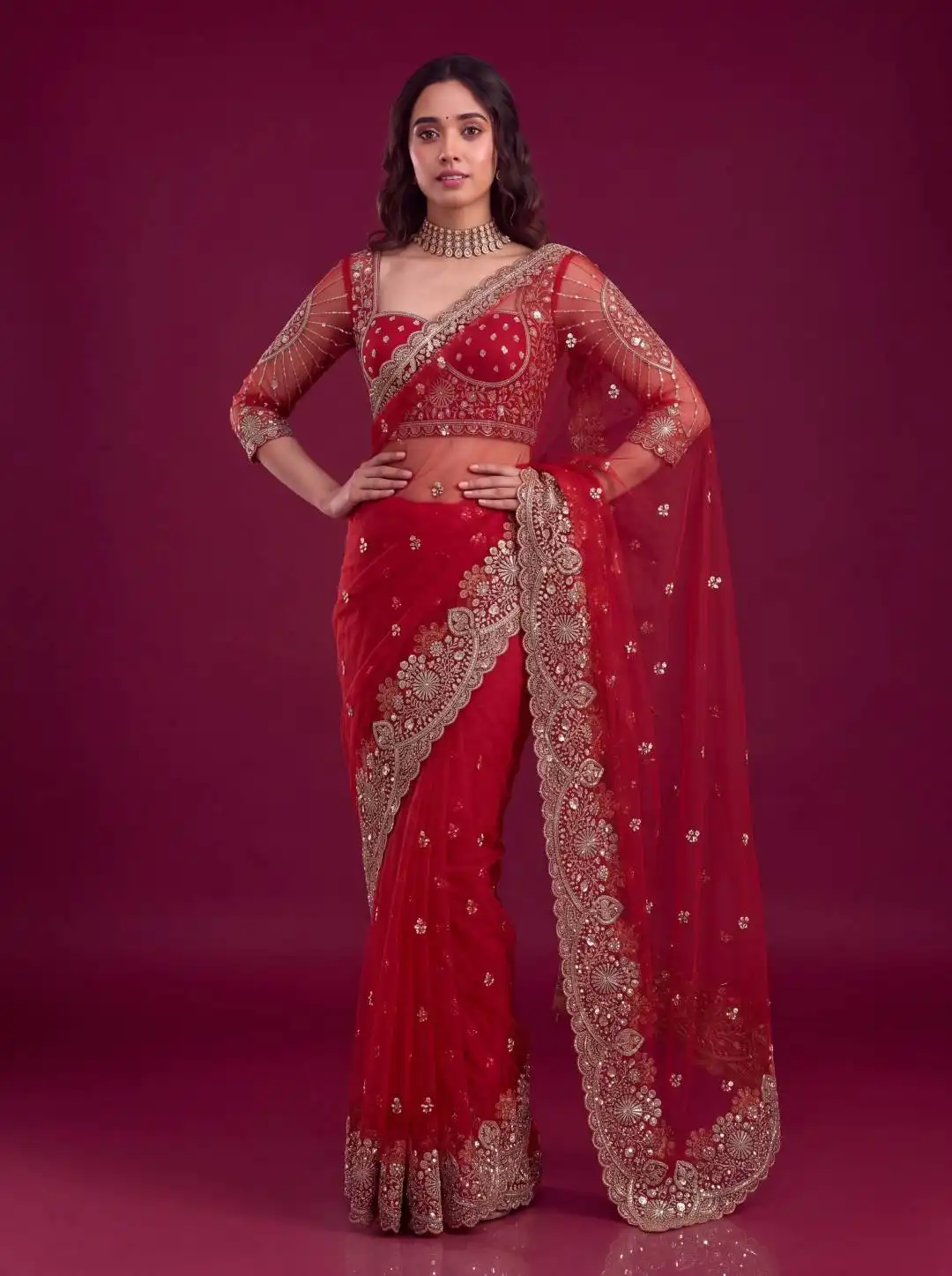DKT 5193 Net With Sequence Embroidery Work Saree Wholesale Online Surat