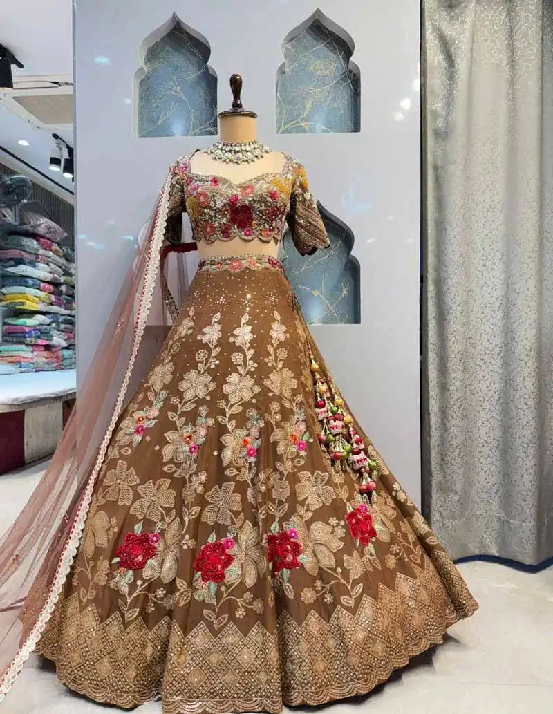 SBD 1899 Jimmy Chu With Embroidery Sequins Work Lehenga Choli Wholesale Supplier