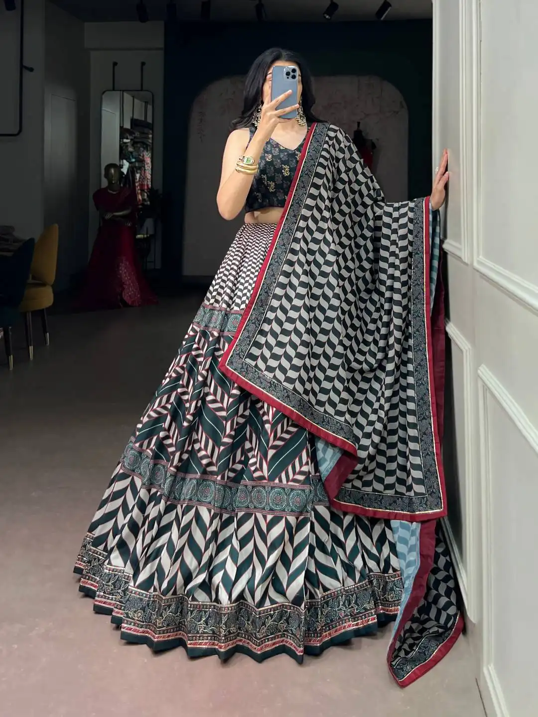 WMN 1020 Vaishali Silk With Printed Beads Work & Gotta Patti lace Lehenga Choli Wholesale Surat