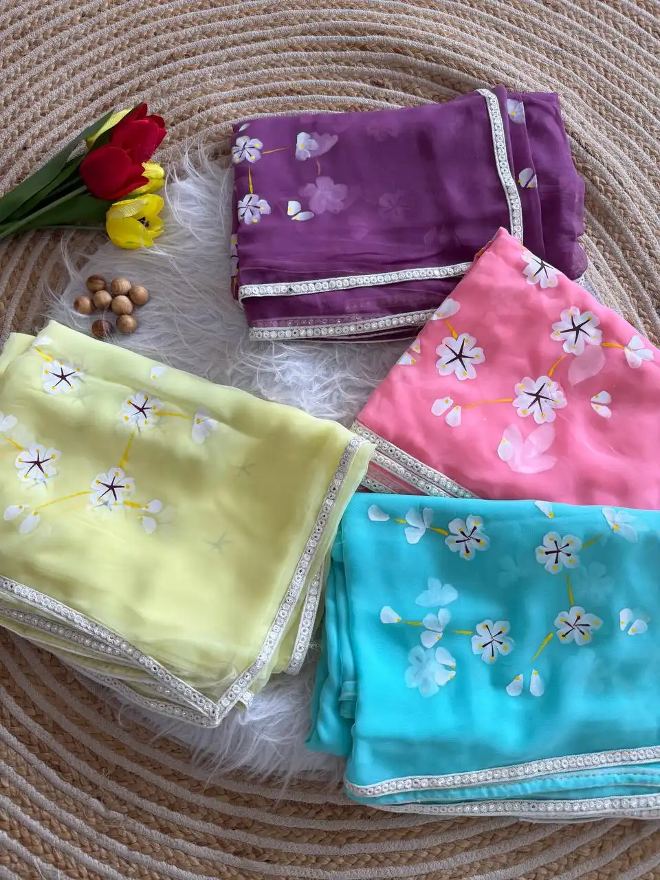 MHV NAARI 2710 Soft lightweight With Handprint & Mirror Embroidery Border Saree Wholesale Surat