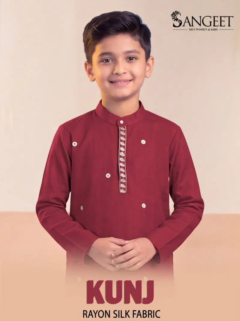 Sangeet Kunj Vol 1 Kids Rayon Silk Embroidered Kurta Collection Wholesale