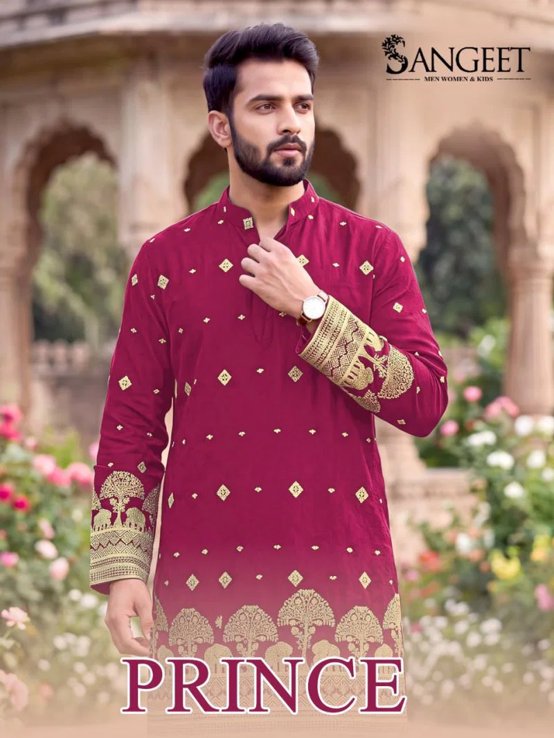 Sangeet Prince Crush Embroidered Sequence Work Mens Kurta Collection Wholesale
