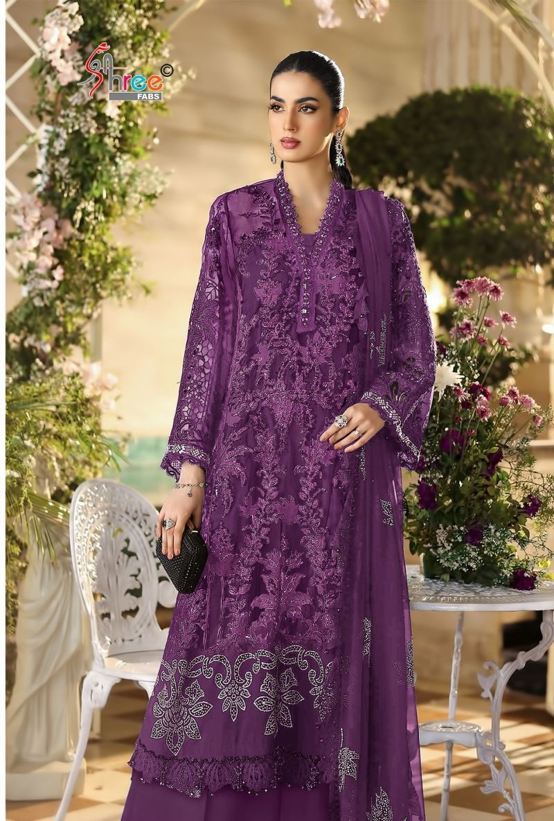 Shree Sf 5658 A To D Chiffon With Embroidery Work Salwar Kameez Wholesale
