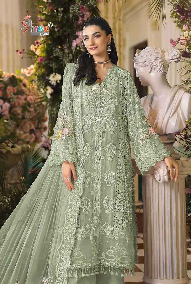 Shree Sf 5670 A To D Chiffon With Embroidery Work Salwar Kameez Wholesale