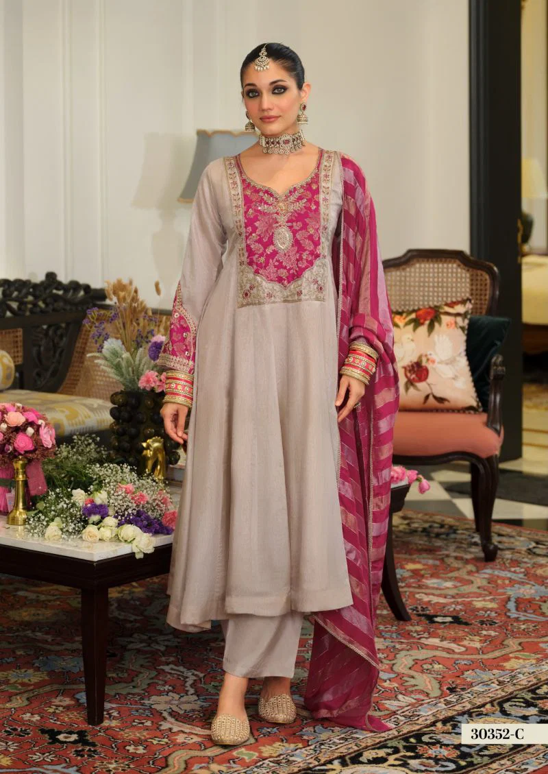 Zaveri D 30352 C Viscose Kanjivaram Beats Embroidered Salwar Kameez Collection Wholesale