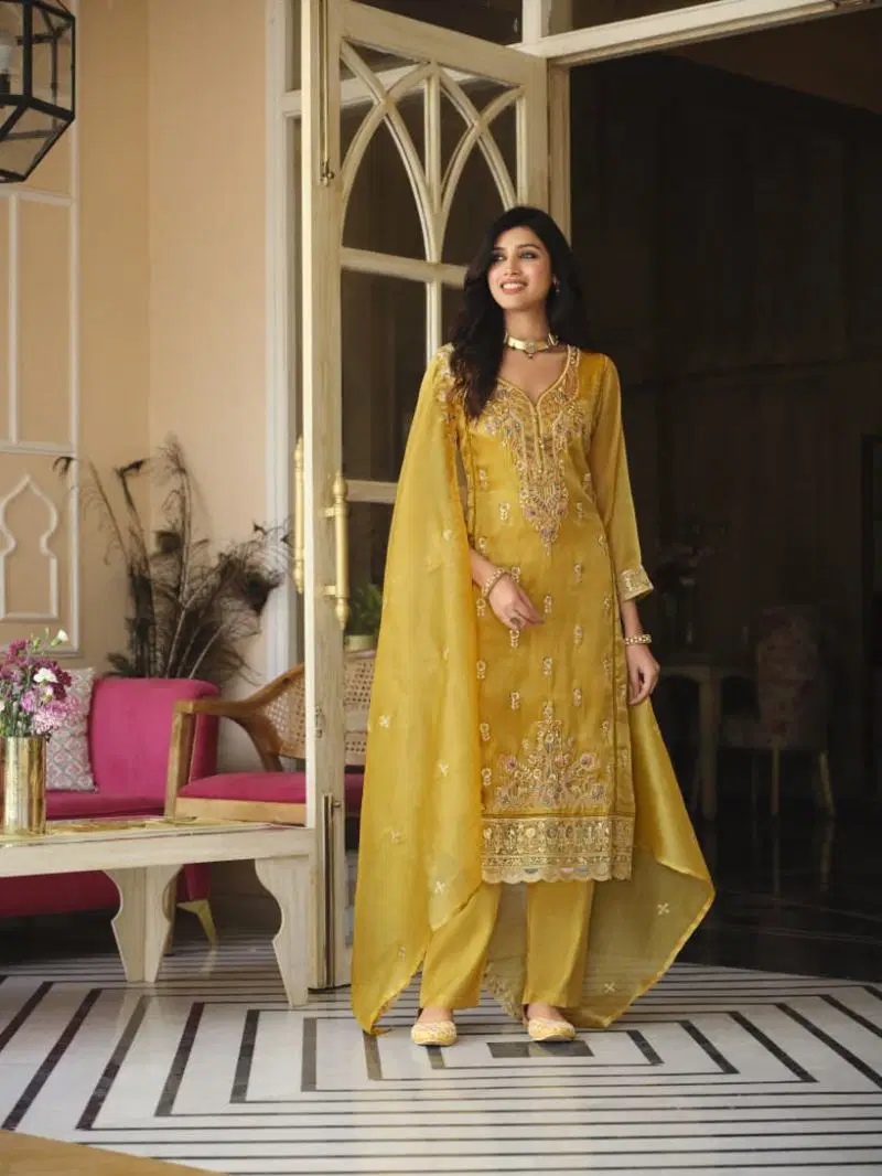 Zaveri D 50138 Yellow Simar Beats Work Designer Salwar Kameez Collection Wholesale