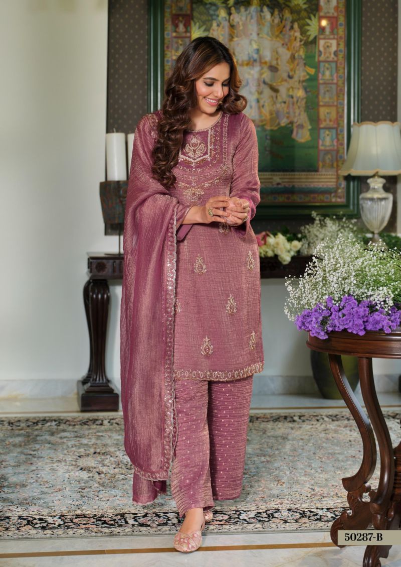 Zaveri D 50287 B Crush Tissue Beats Work Designer Salwar Kameez Collection Wholesale