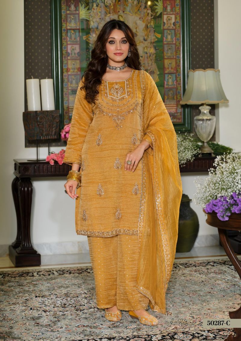 Zaveri D 50287 C Crush Tissue Beats Work Designer Salwar Kameez Collection Wholesale