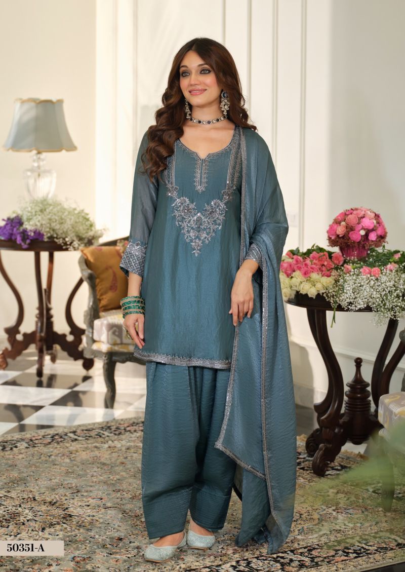 Zaveri D 50351 A Marvel Silk Beats Embroidered Designer Salwar Kameez Collection Wholesale